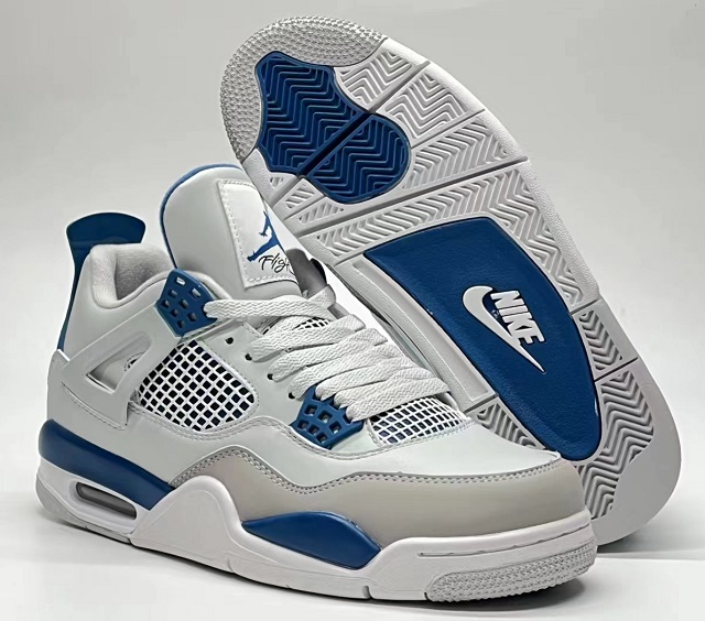 Air Jordan Retro 4 Grade AAA Military Blue White Neutral Grey [Cheap Jordans Shoes 4 43]